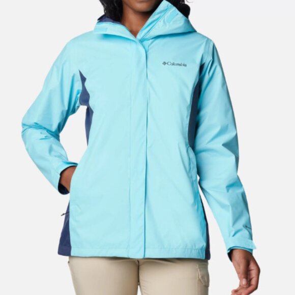 Columbia Arcadia II Jacket Rain Coat Womens US Size 1XL Aquamarine/Nocturnal - Picture 1 of 13